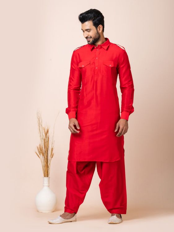 Picture of Nice Ps Viscose Red Kurta Pajama