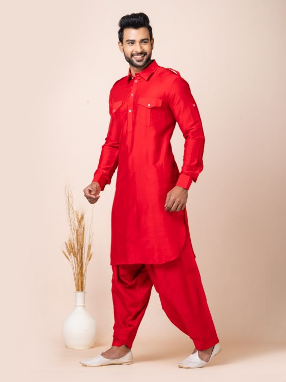 Picture of Nice Ps Viscose Red Kurta Pajama