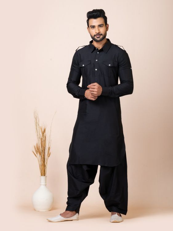 Picture of Lovely Ps Viscose Black Kurta Pajama