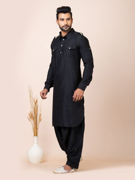 Picture of Lovely Ps Viscose Black Kurta Pajama