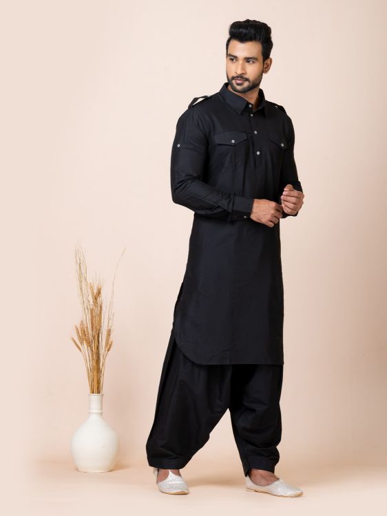 Picture of Lovely Ps Viscose Black Kurta Pajama