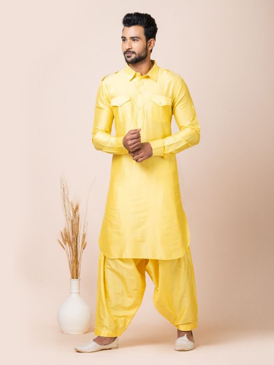Picture of Exquisite Ps Viscose Yellow Kurta Pajama