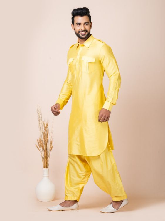 Picture of Exquisite Ps Viscose Yellow Kurta Pajama