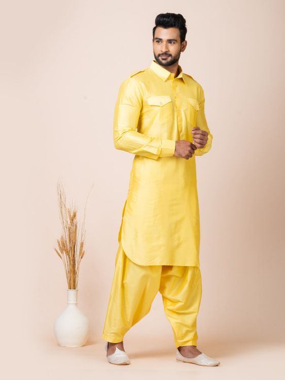 Picture of Exquisite Ps Viscose Yellow Kurta Pajama