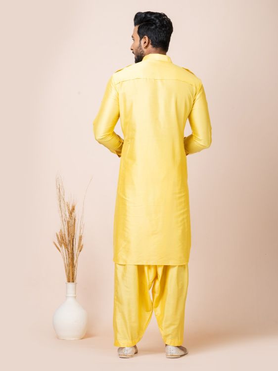 Picture of Exquisite Ps Viscose Yellow Kurta Pajama
