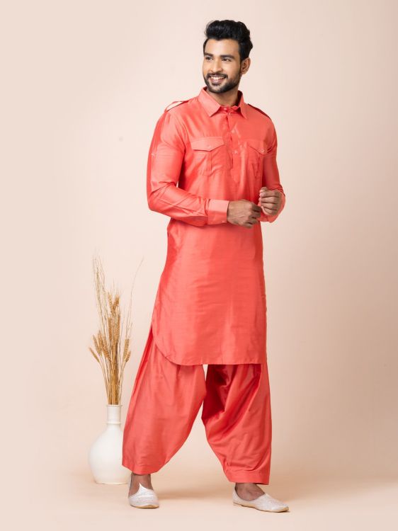 Picture of Bewitching Ps Viscose Orange Kurta Pajama