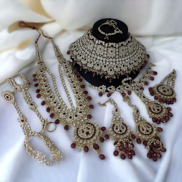 Picture of Enticing Alloy & Stone & Moti Maroon Necklace