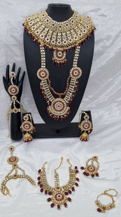 Picture of Beauteous Alloy & Stone & Moti Maroon Necklace