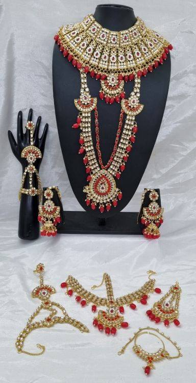Picture of Graceful Alloy & Stone & Moti Red Necklace