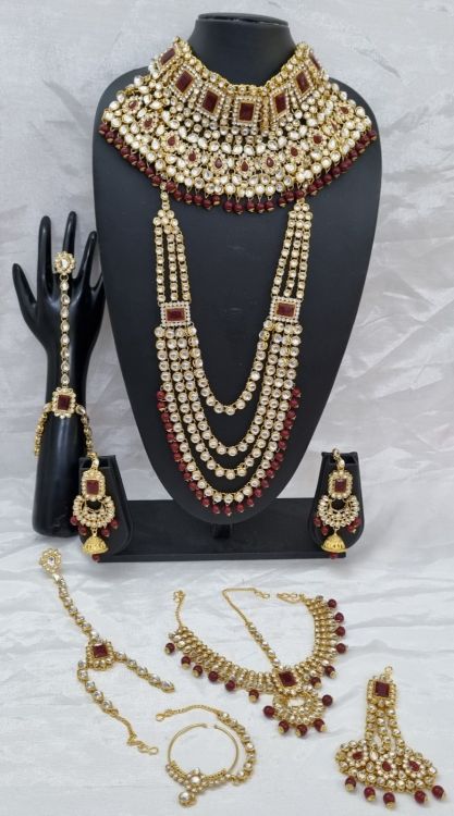 Picture of Wonderful Alloy & Stone & Moti Maroon Necklace