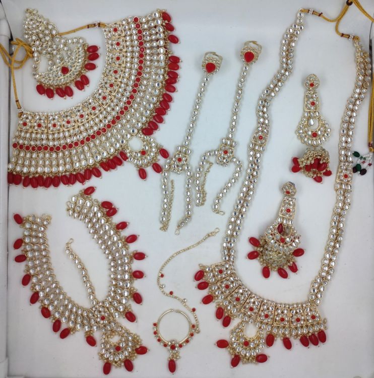 Picture of Gold Plated Kundan Bridal Heavy Jewellery Combo
