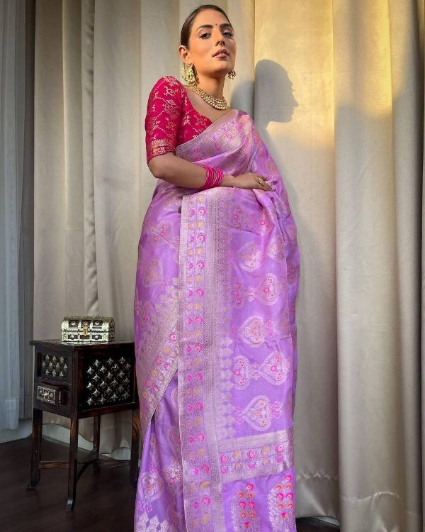 Picture of Appealing Silk & Jacquard Lavender Blush Saree
