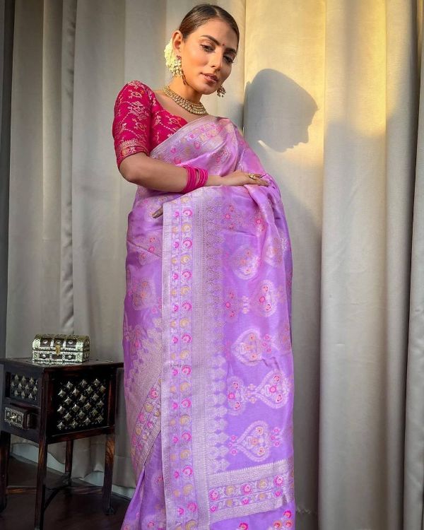 Picture of Appealing Silk & Jacquard Lavender Blush Saree