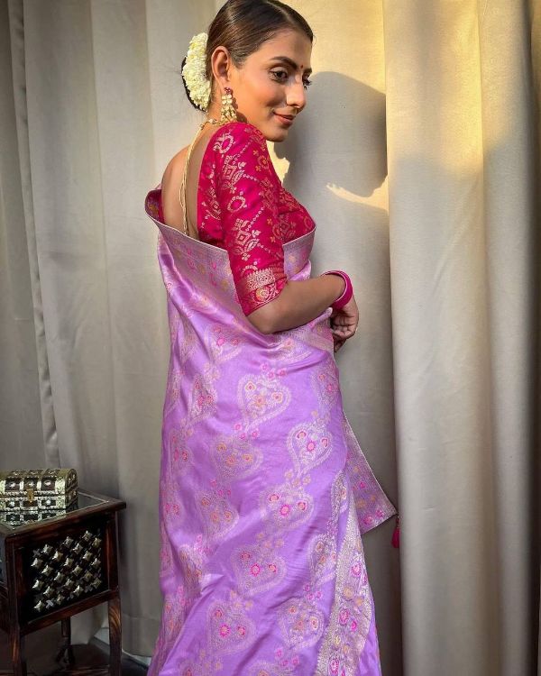 Picture of Appealing Silk & Jacquard Lavender Blush Saree