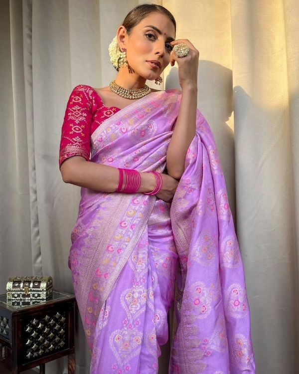 Picture of Appealing Silk & Jacquard Lavender Blush Saree
