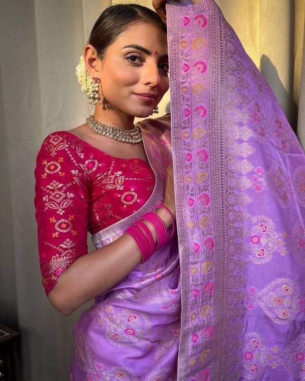Picture of Appealing Silk & Jacquard Lavender Blush Saree