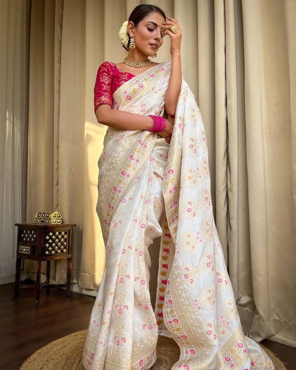 Picture of Splendid Silk & Jacquard White Saree