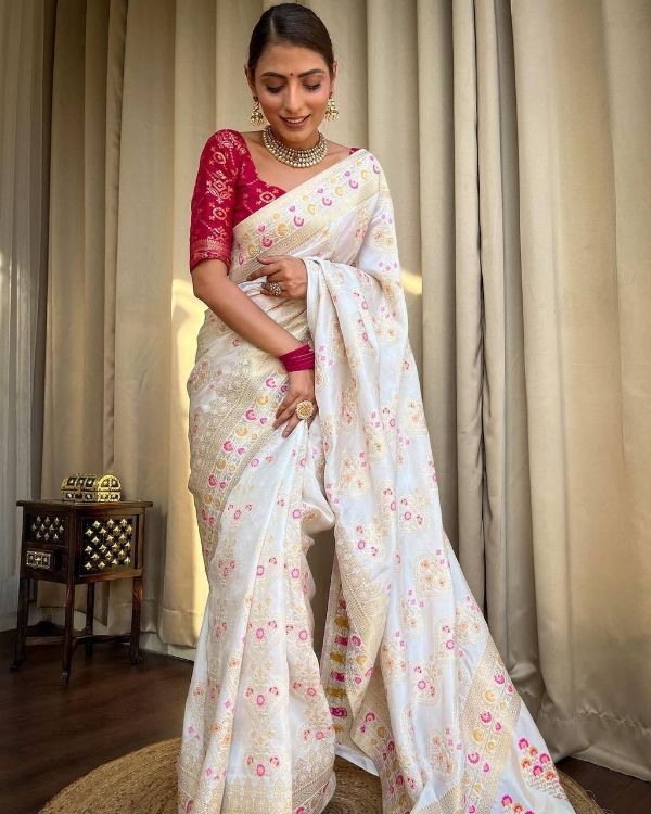 Picture of Splendid Silk & Jacquard White Saree
