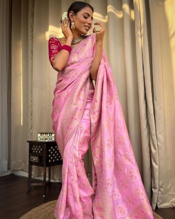 Picture of Radiant Silk & Jacquard Pink Saree