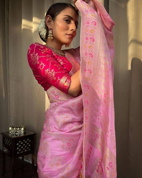 Picture of Radiant Silk & Jacquard Pink Saree