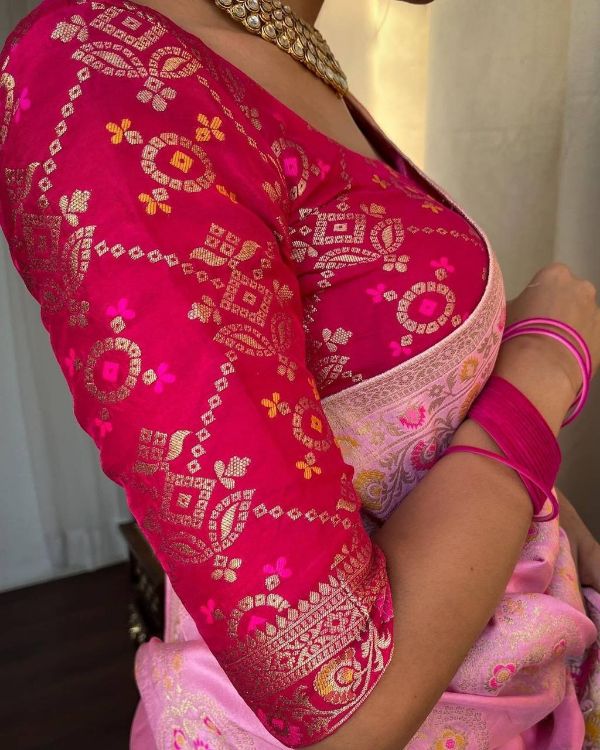 Picture of Radiant Silk & Jacquard Pink Saree