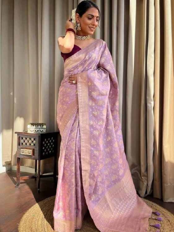 Picture of Superb Silk & Jacquard Thistle Saree