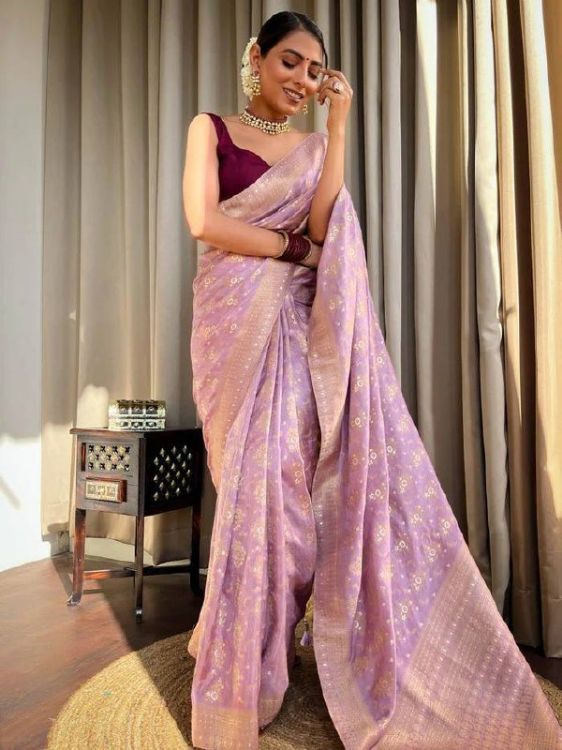 Picture of Superb Silk & Jacquard Thistle Saree