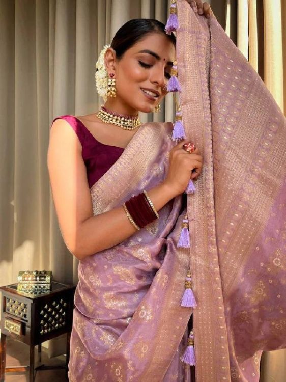 Picture of Superb Silk & Jacquard Thistle Saree