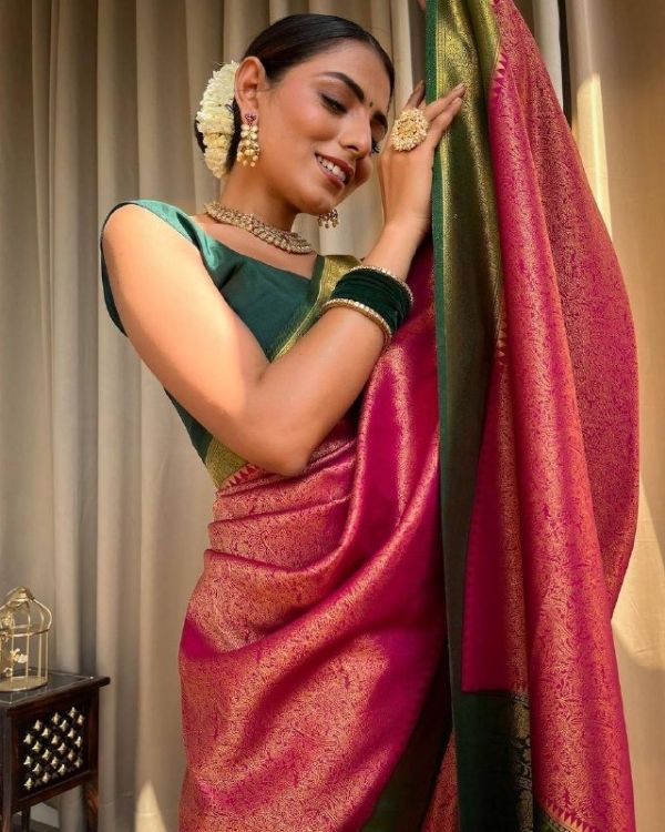 Picture of Taking Silk & Jacquard Pink Saree