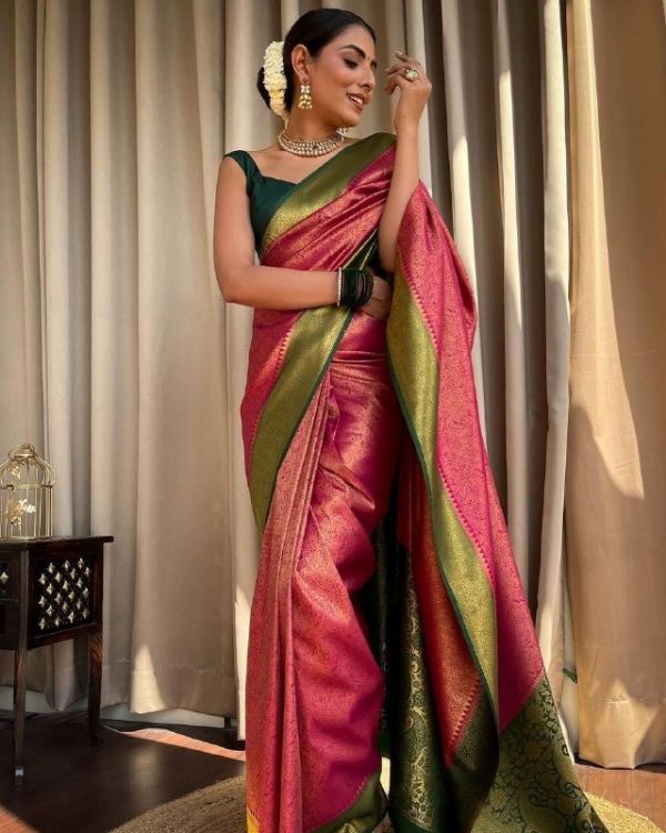 Picture of Taking Silk & Jacquard Pink Saree
