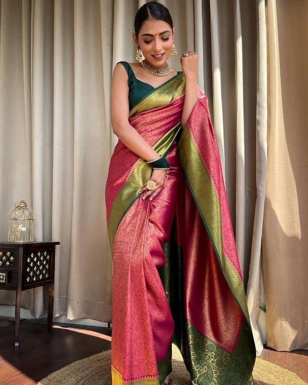 Picture of Taking Silk & Jacquard Pink Saree