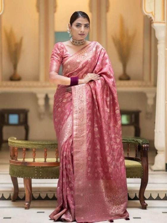 Picture of Marvelous Silk & Jacquard Pink Saree