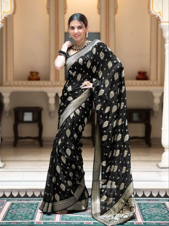Picture of Amazing Silk & Jacquard Black Saree