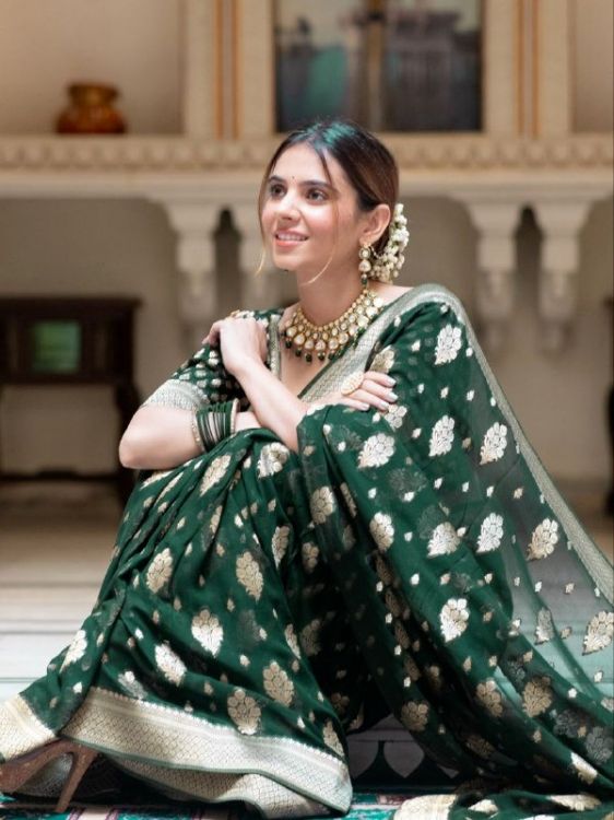 Picture of Radiant Silk & Jacquard Green Saree