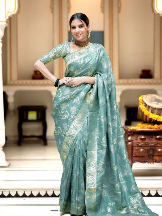 Picture of Marvelous Silk & Jacquard Blue Saree