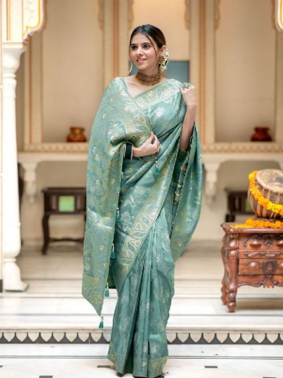 Picture of Marvelous Silk & Jacquard Blue Saree