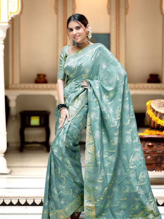 Picture of Marvelous Silk & Jacquard Blue Saree