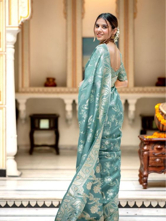 Picture of Marvelous Silk & Jacquard Blue Saree