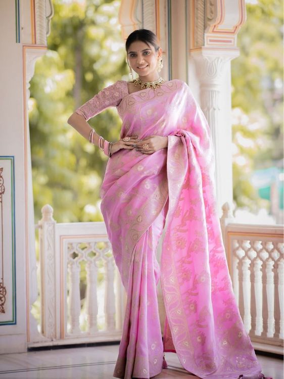 Picture of Exquisite Silk & Jacquard Light Pink Saree