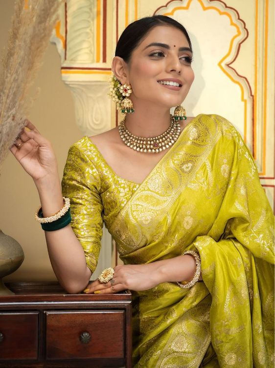 Picture of Grand Silk & Jacquard Yellow Saree