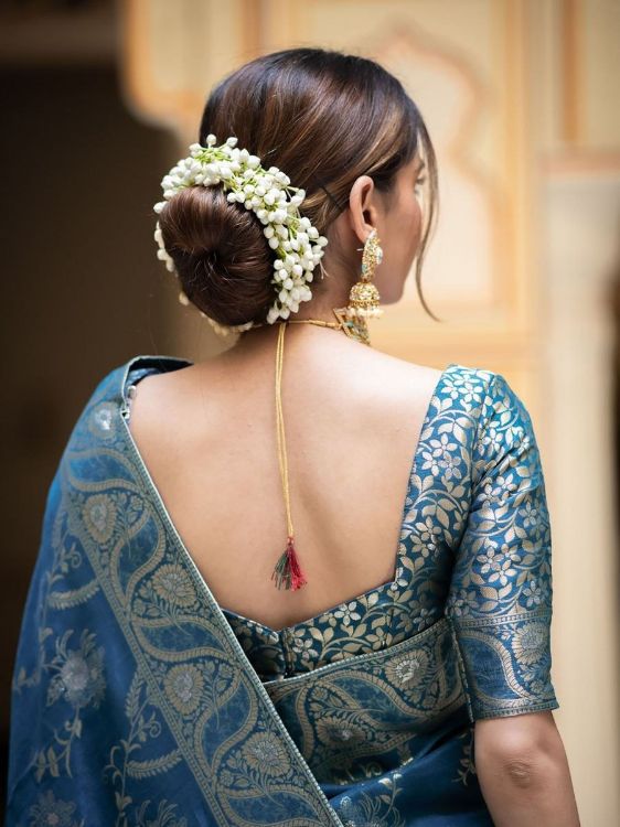 Picture of Taking Silk & Jacquard Steel Blue Saree