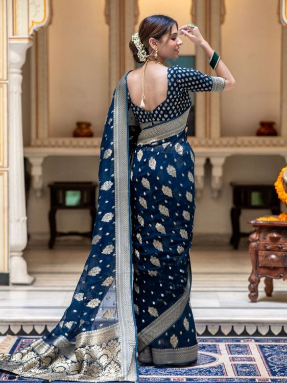 Picture of Comely Silk & Jacquard Blue Saree