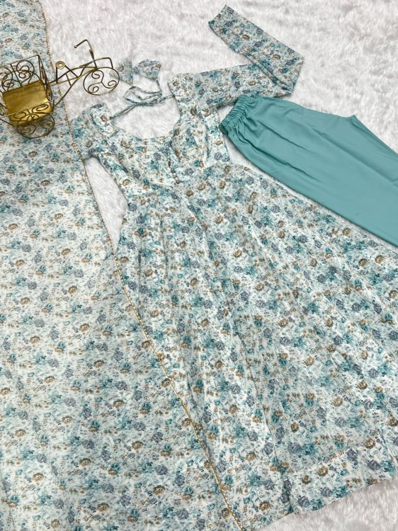 Picture of Well Formed Organza Sky Blue Salwar Suits