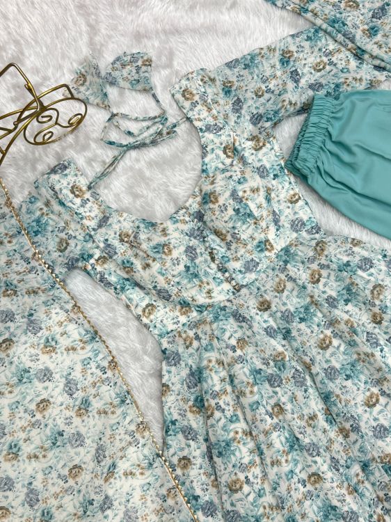 Picture of Well Formed Organza Sky Blue Salwar Suits