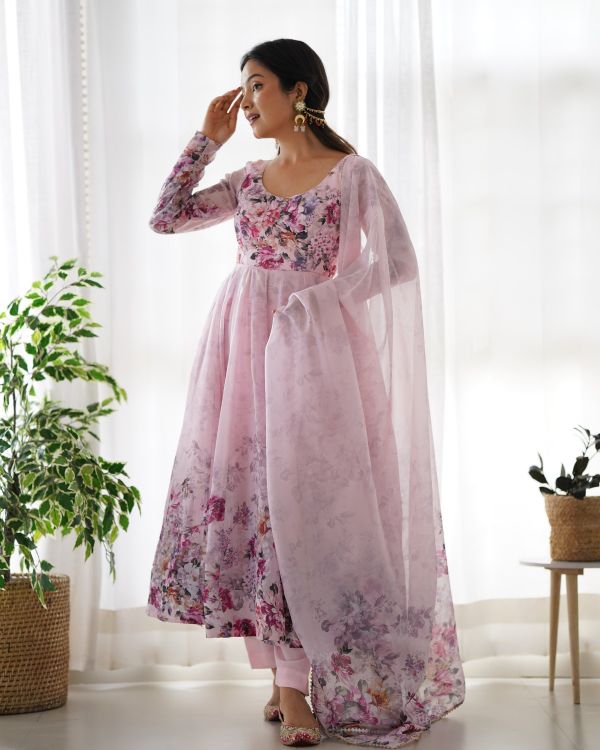 Picture of Stunning Organza Pink Readymade Suits