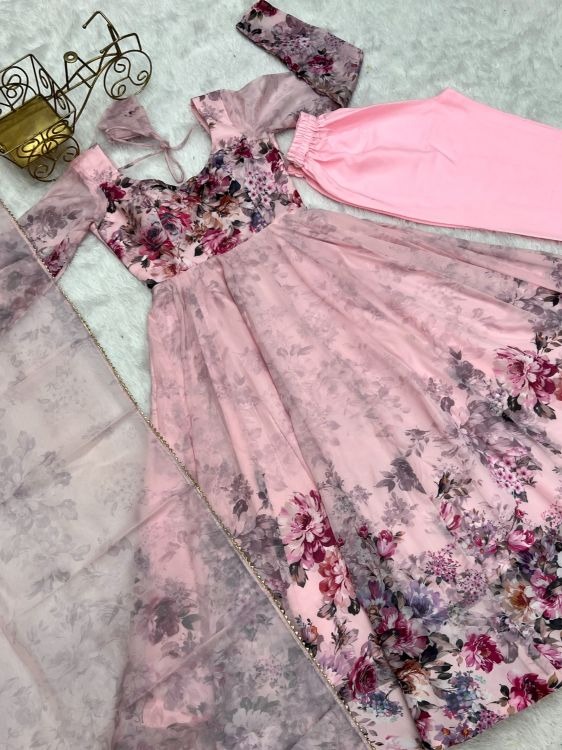 Picture of Stunning Organza Pink Readymade Suits