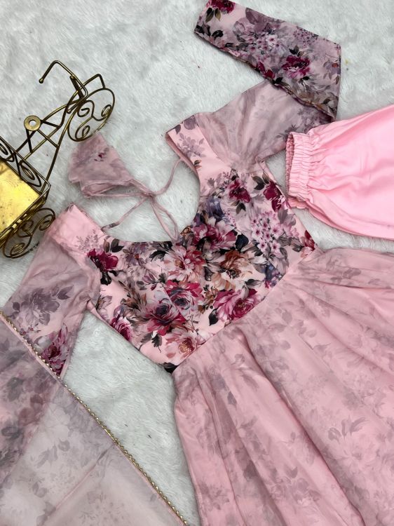 Picture of Stunning Organza Pink Readymade Suits