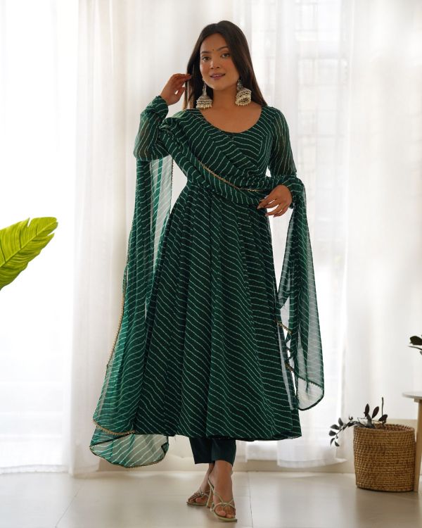 Picture of Fine Organza Green Readymade Suits