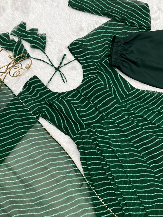 Picture of Fine Organza Green Readymade Suits