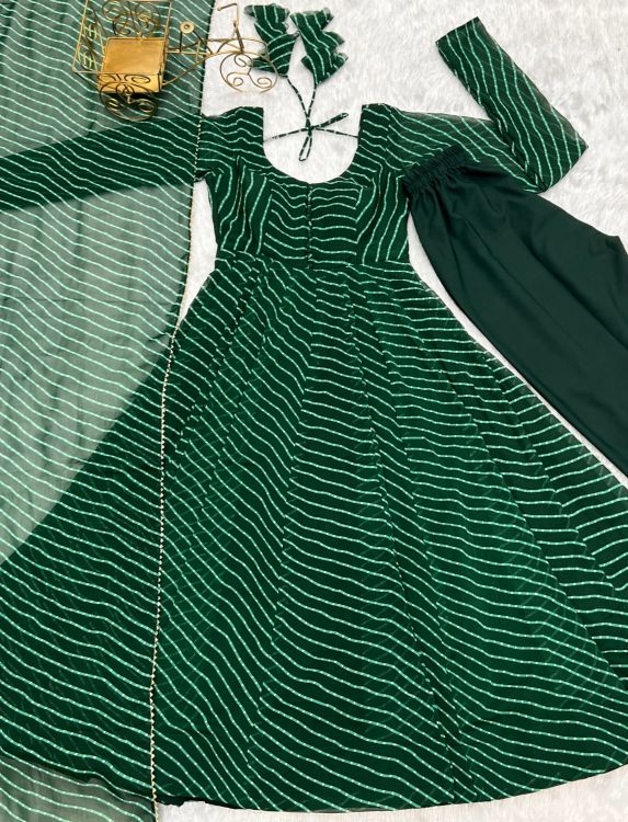 Picture of Fine Organza Green Readymade Suits